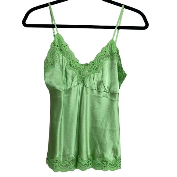 Gold Hawk Other - GOLD HAWK Green Silk Camisole with delicate Lace Detailing with beading - Sz S